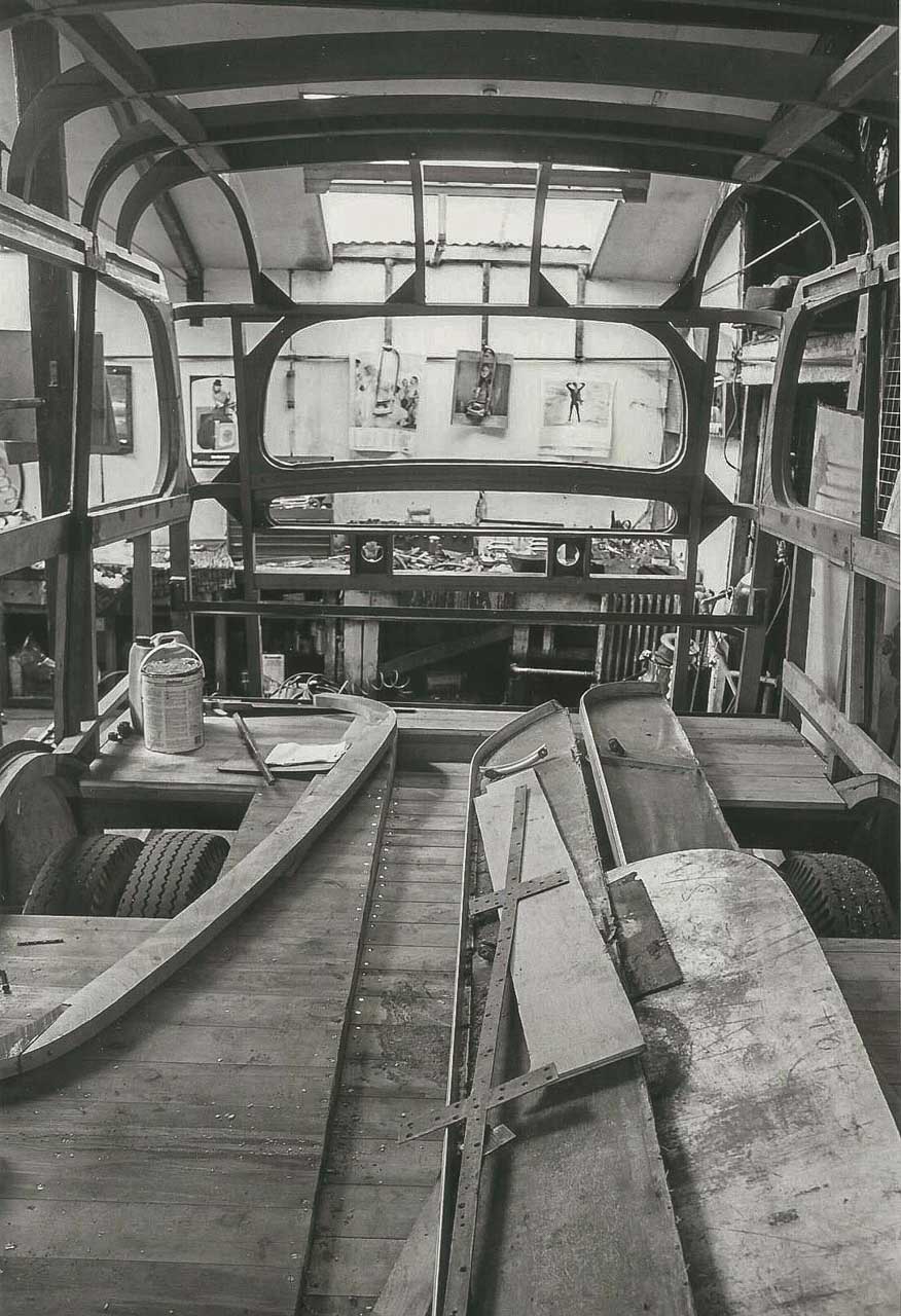 JT 8077 the replacement timber frame coming together in the Cattistock workshop – early 1986