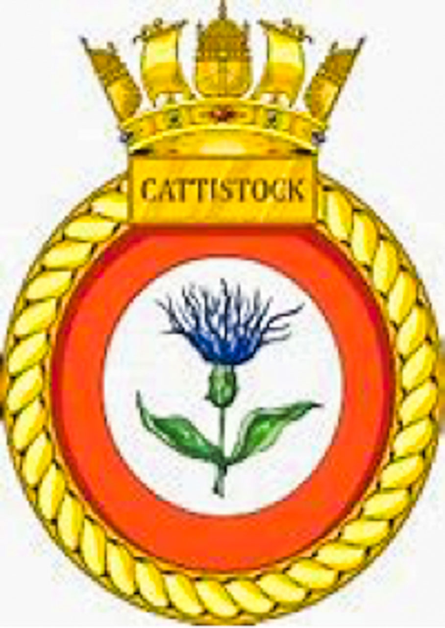 The badge of HMS CATTISTOCK, used since 1940
